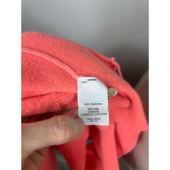 J. Crew Collection Italian Cashmere Cardigan Orange Sz Small Business Casual - Picture 6 of 7